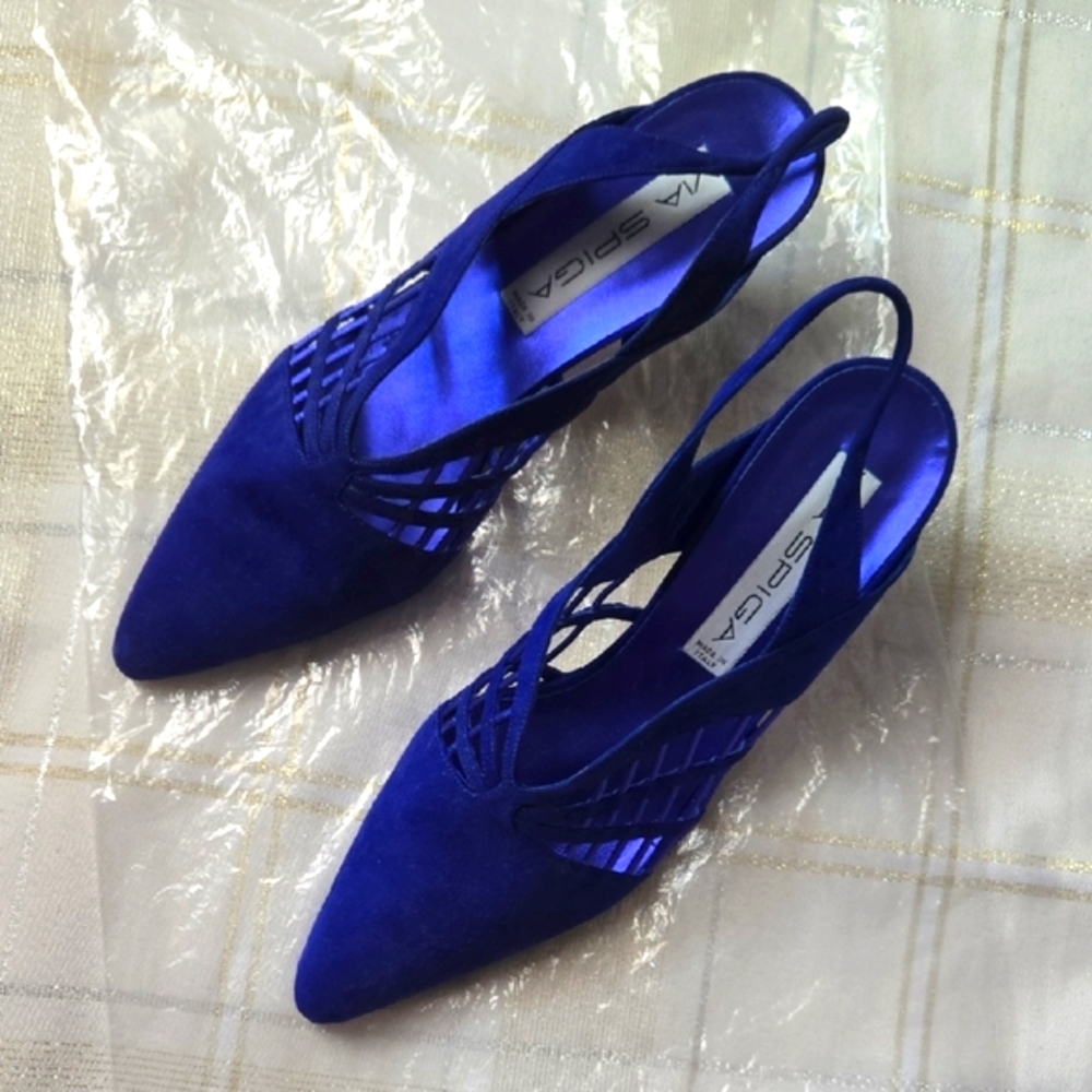 Via Spiga Electric Blue Sling Back Heels - Picture 5 of 15
